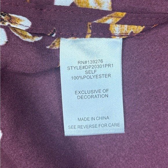Daniel Rainn Burgundy Floral Blouse | Size PXS | NWT - Picture 11 of 13